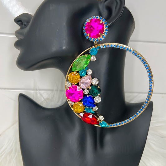 Bling Bling Hoops Colorful (Clip-ons)